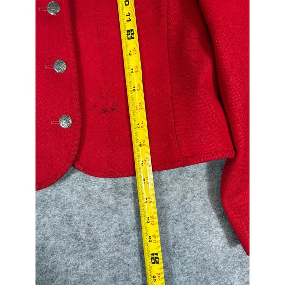 VINTAGE 70s Pendleton Blazer Jacket Womens Medium Red Virgin Wool Cropped Preppy - Picture 3 of 7